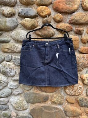 Dark Blue Denim High-Rise Mini Skirt